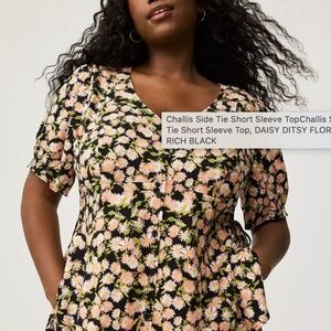 Womens' Challis Top by Torrid, Side Tie,  Size 00 (10) , NWT